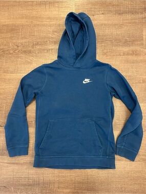 Nike Teal-Blue Pullover Hoodie with White Swoosh